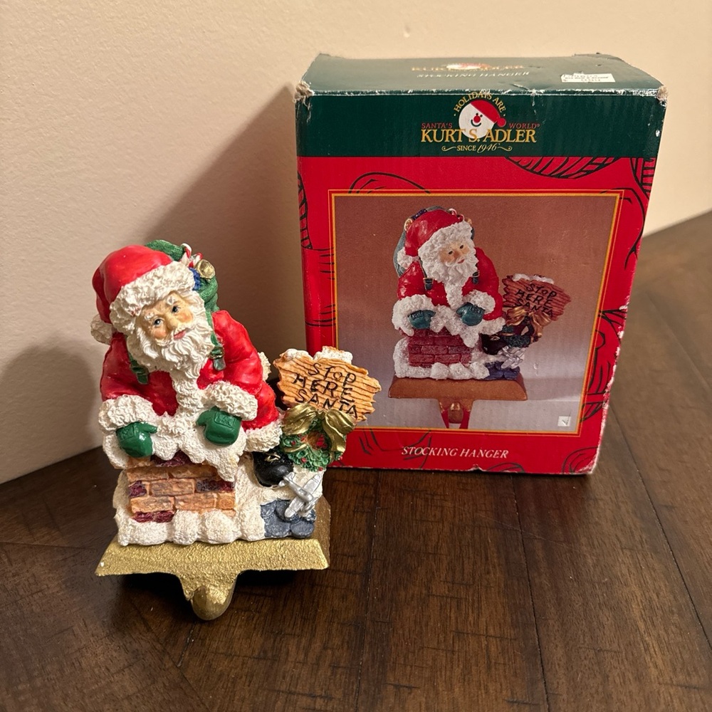 Kurt Adler Santa Chimney Christmas‎ Holiday Stocking Hanger Holder Iron Base